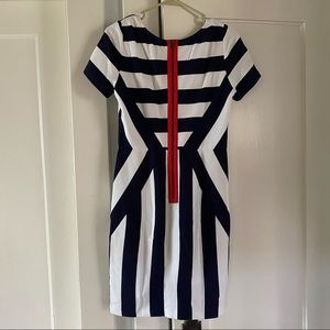 Unique & flattering navy white stripe sheath
